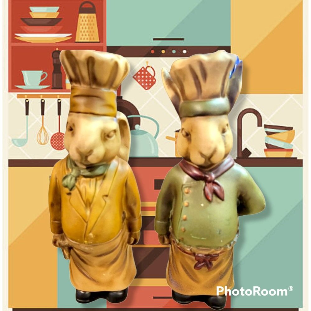 "Chef Bunny" Bookends - Hand painted by Sterling Industries